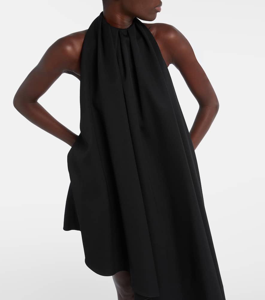 Givenchy Asymmetric Draped Wool Cocktail Dress In Black