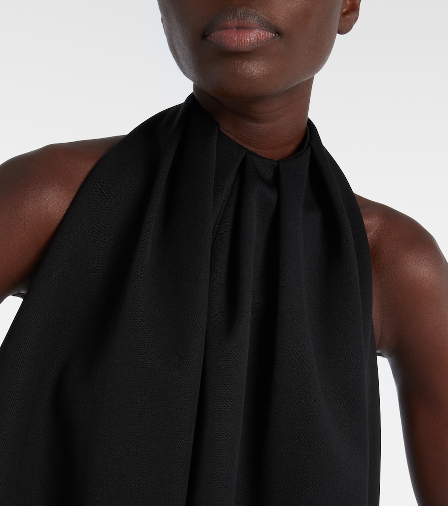 Givenchy Asymmetric Draped Wool Cocktail Dress In Black