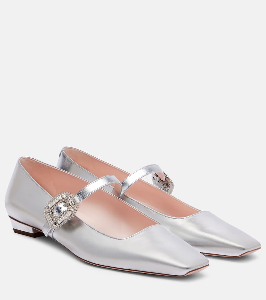 Belle Vivier 25 metallic leather ballet flats