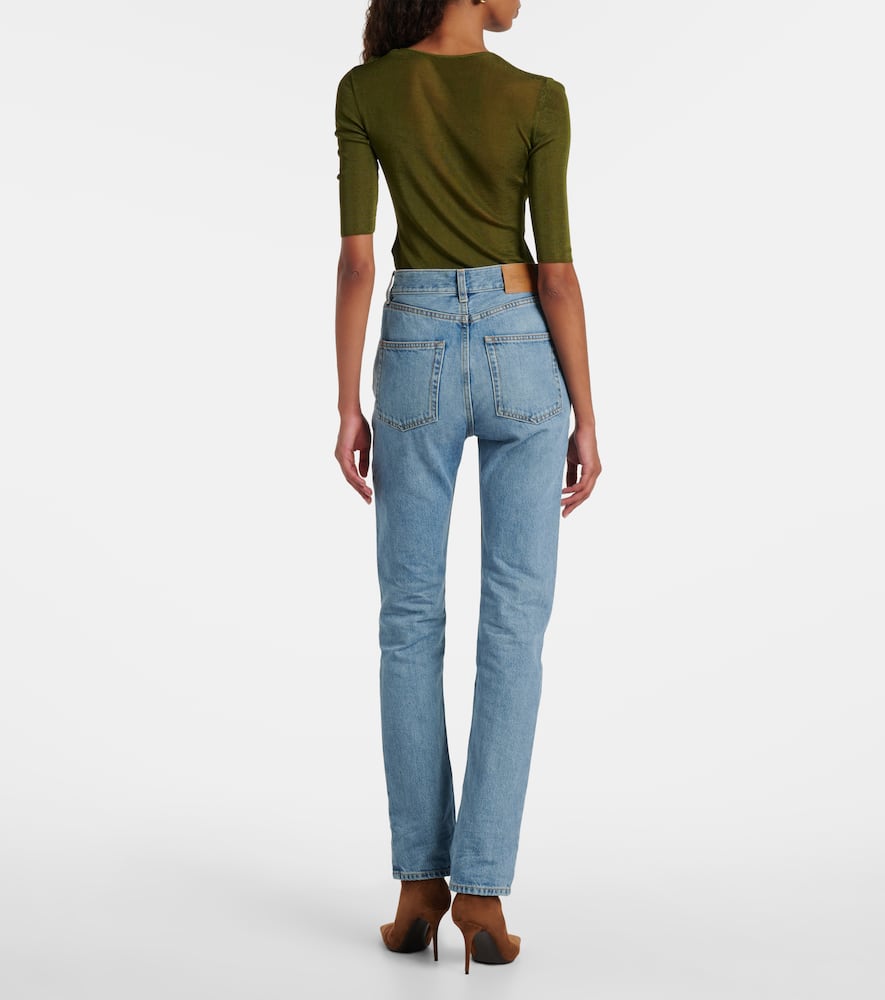 Saint Laurent Mid-rise Bootcut Jeans In Blue