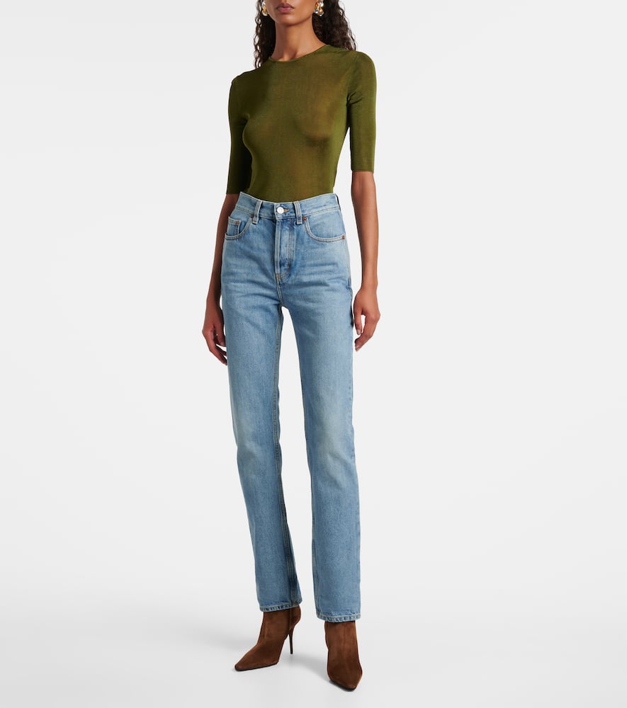 Saint Laurent Mid-rise Bootcut Jeans In Blue