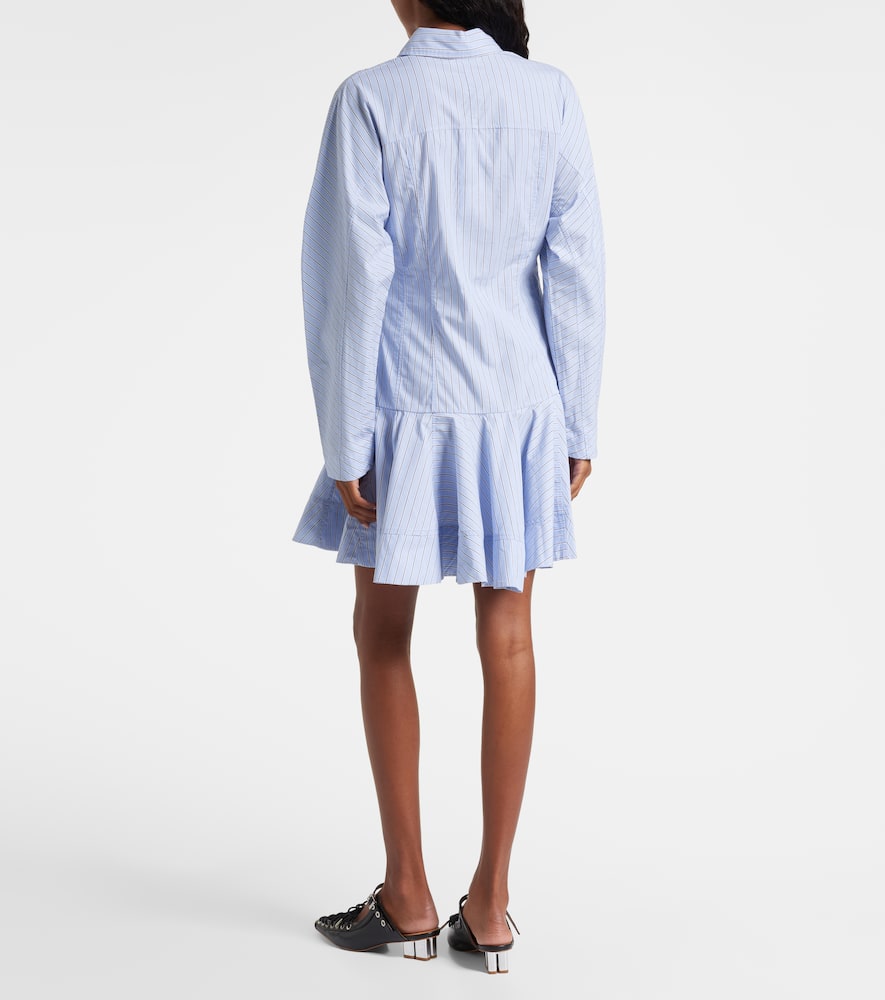 Ganni Striped Cotton Shirt Dress In Blue