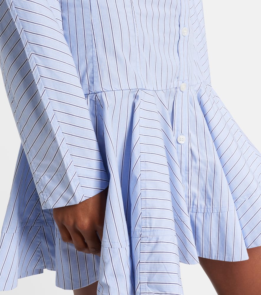 Ganni Striped Cotton Shirt Dress In Blue