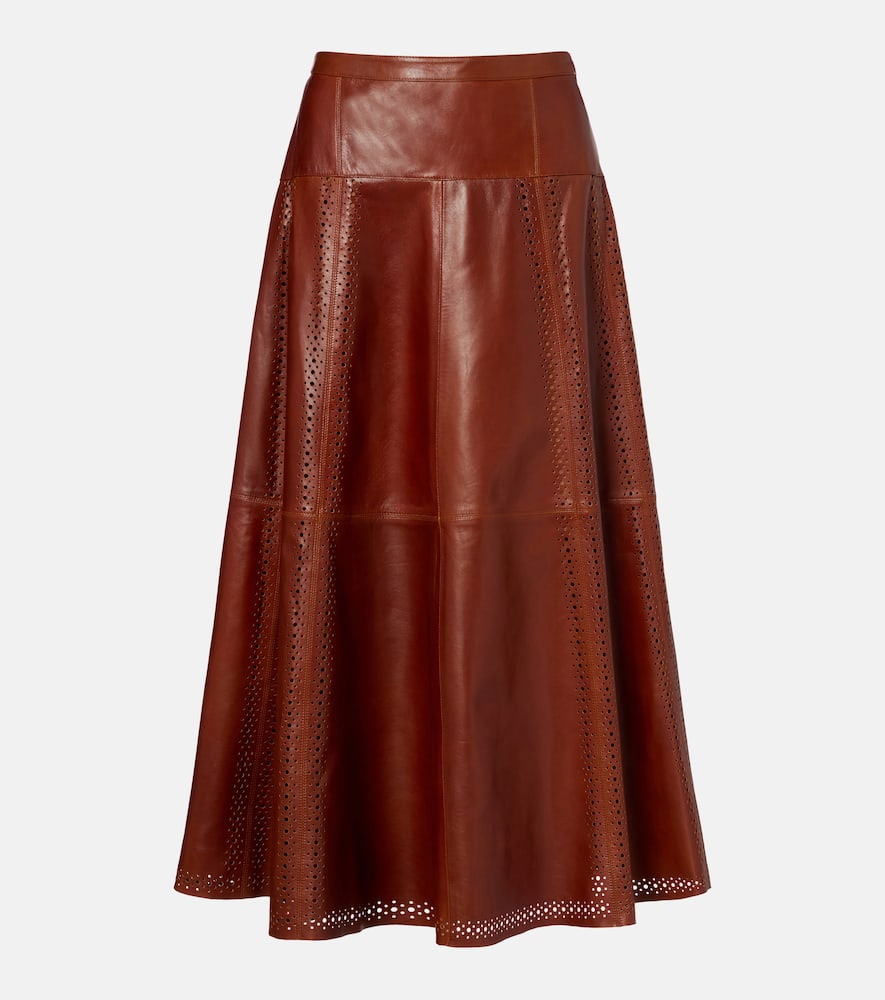 Ulla Johnson Aninda Leather Midi Skirt In Burgundy