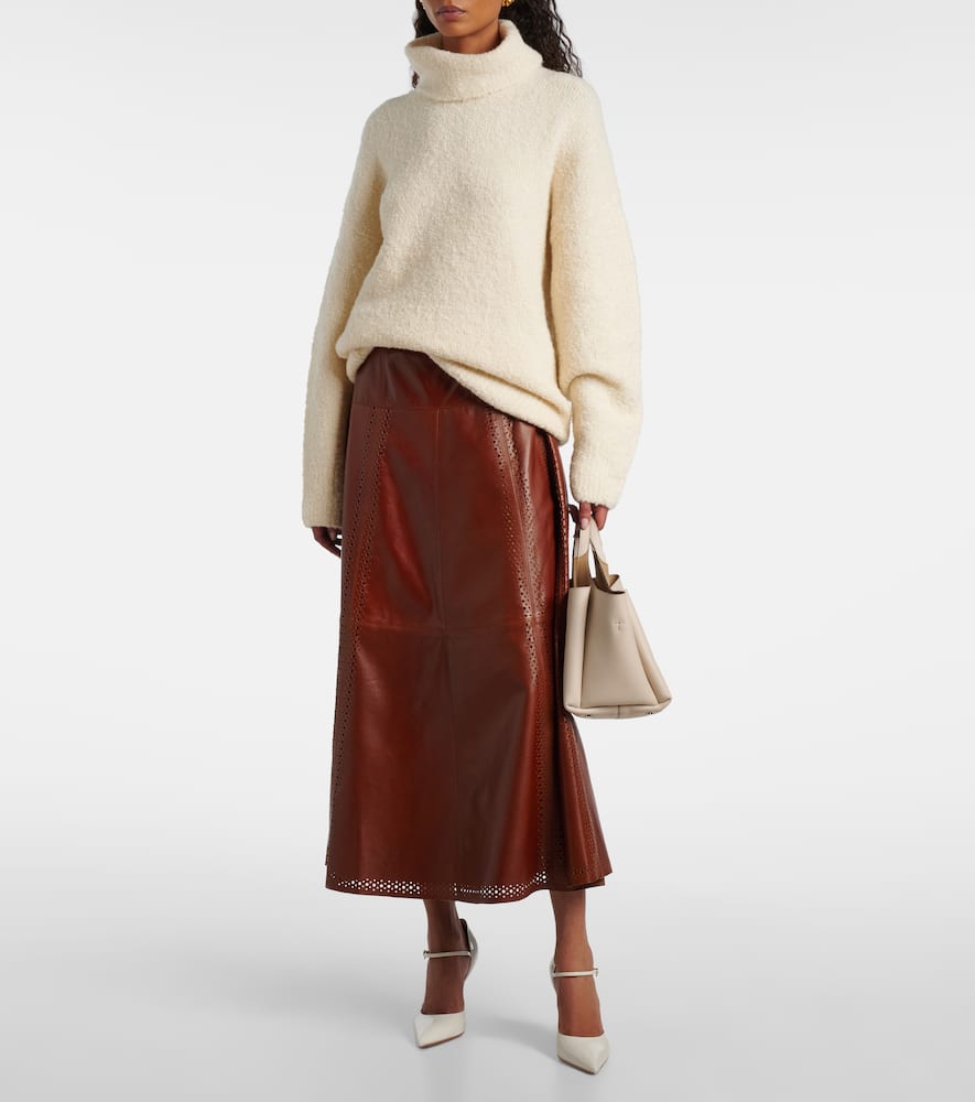 Ulla Johnson Aninda Leather Midi Skirt In Burgundy