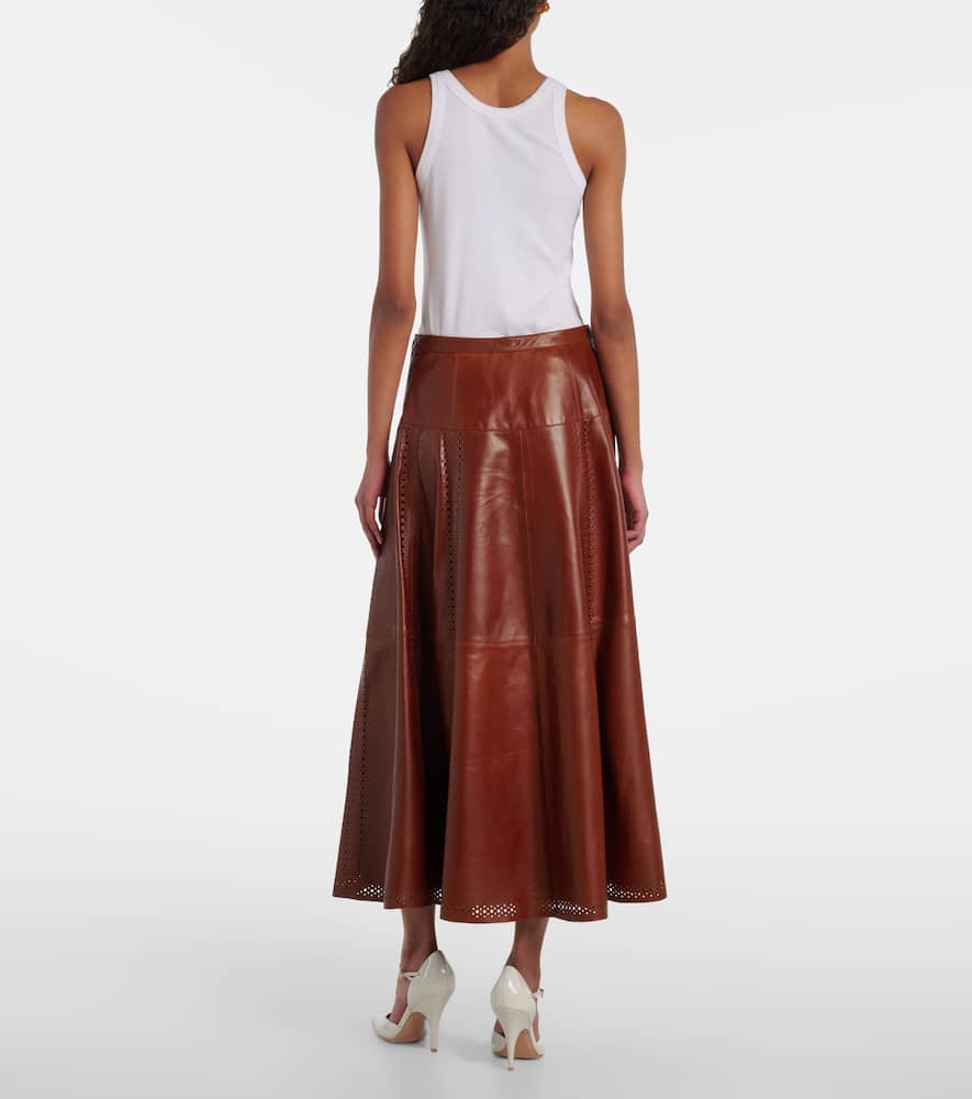 Ulla Johnson Aninda Leather Midi Skirt In Burgundy