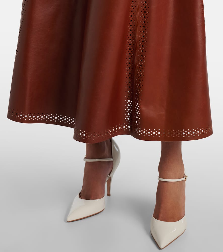 Ulla Johnson Aninda Leather Midi Skirt In Burgundy