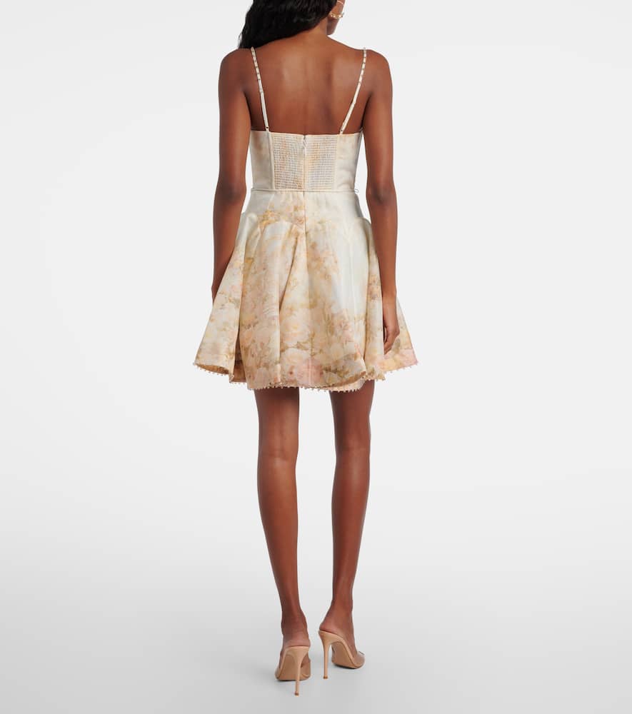 Zimmermann Womens Rose Arbor Memento Twist-front Linen And Silk Mini Dress Xs In Neutral