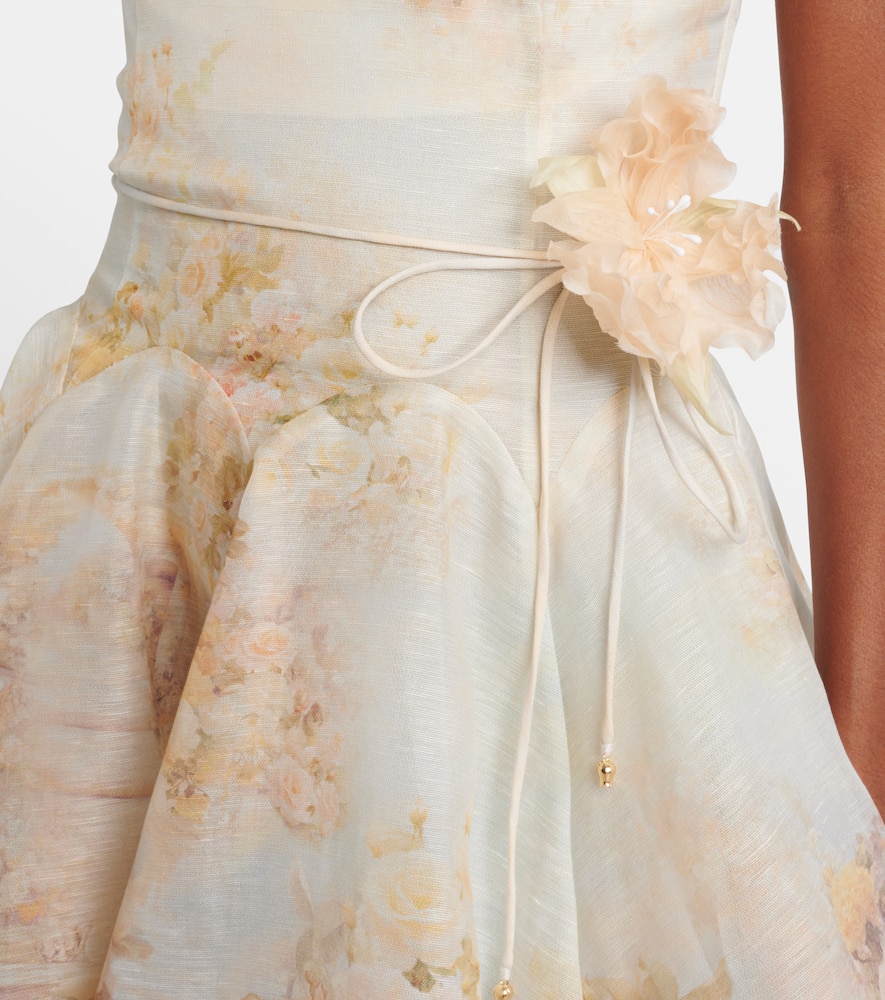 Zimmermann Womens Rose Arbor Memento Twist-front Linen And Silk Mini Dress Xs In Neutral
