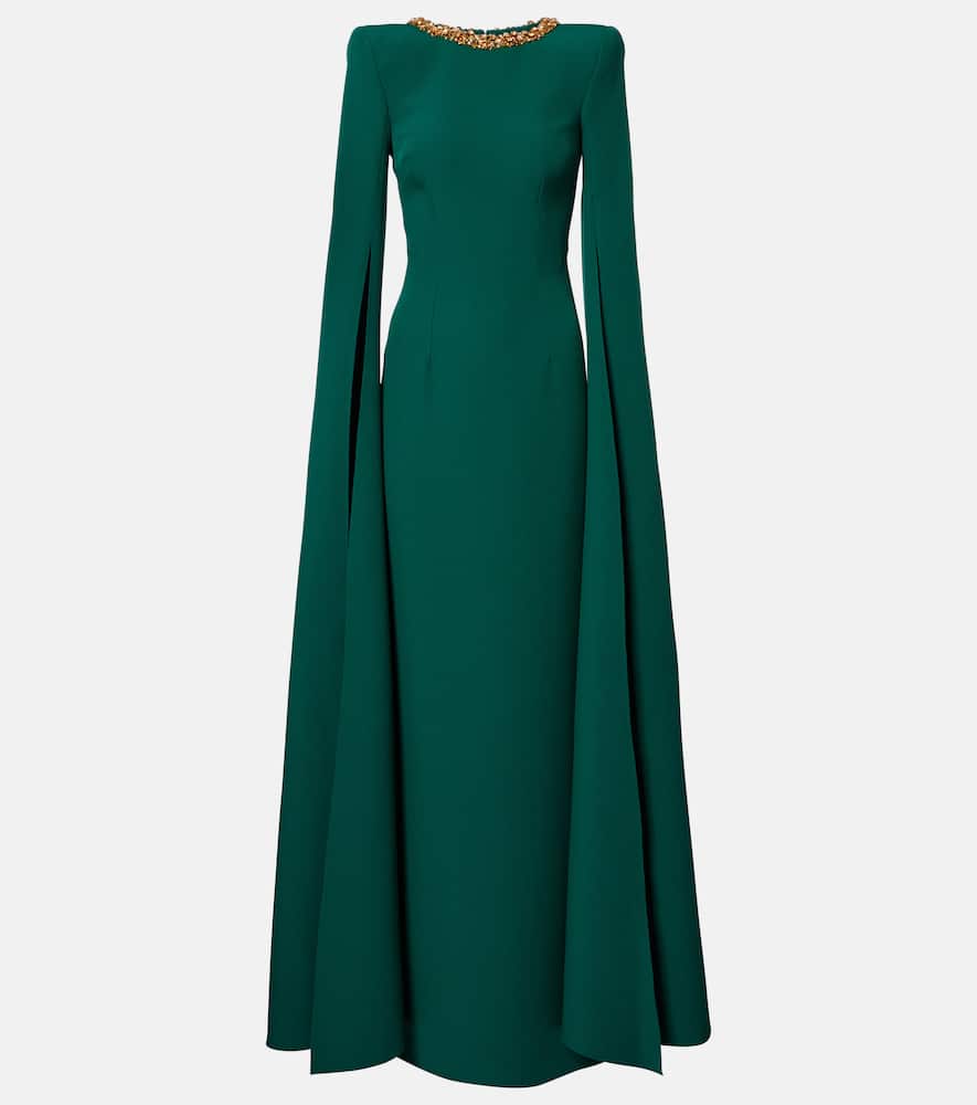 Safiyaa Embellished Crêpe Gown In Green