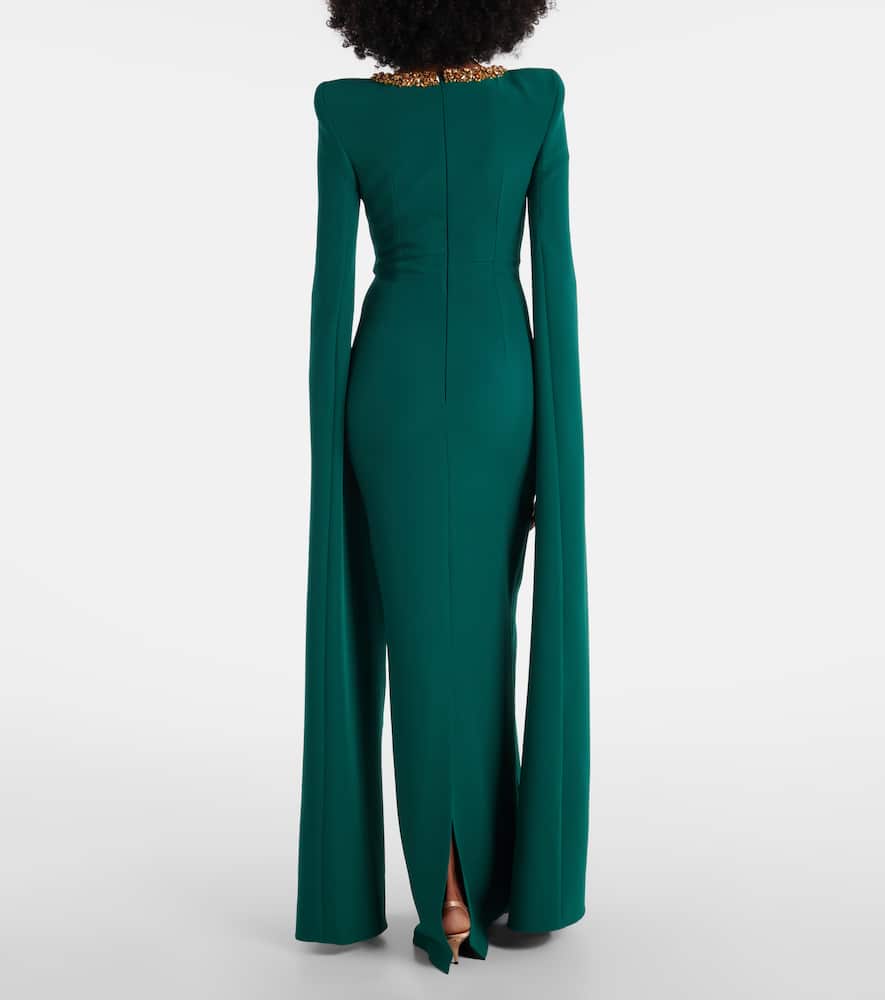Safiyaa Embellished Crêpe Gown In Green