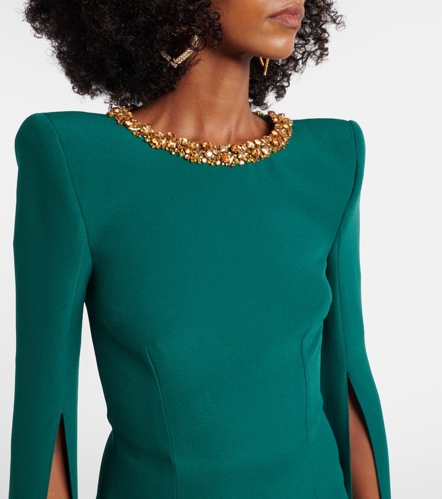Safiyaa Embellished Crêpe Gown In Green