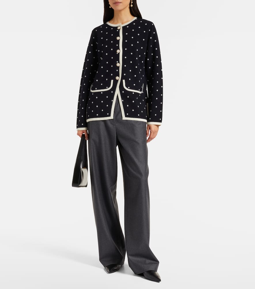 Rixo London Mirja Polka-dot Wool-blend Cardigan In Black