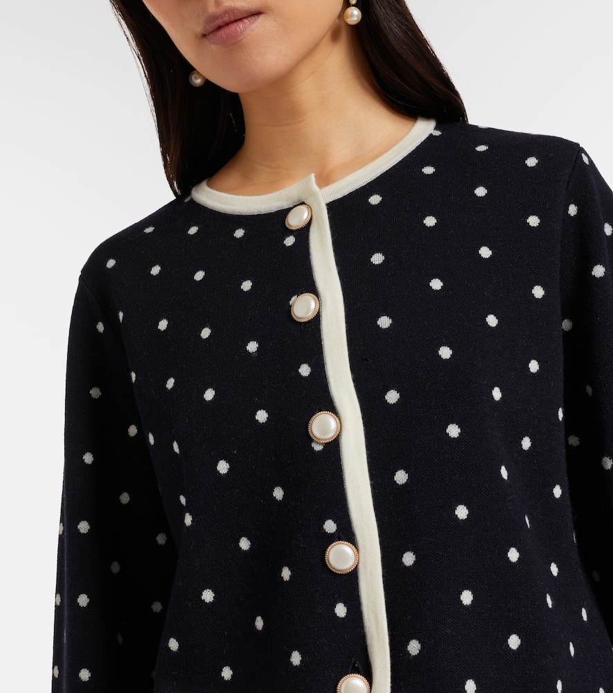 Rixo London Mirja Polka-dot Wool-blend Cardigan In Black