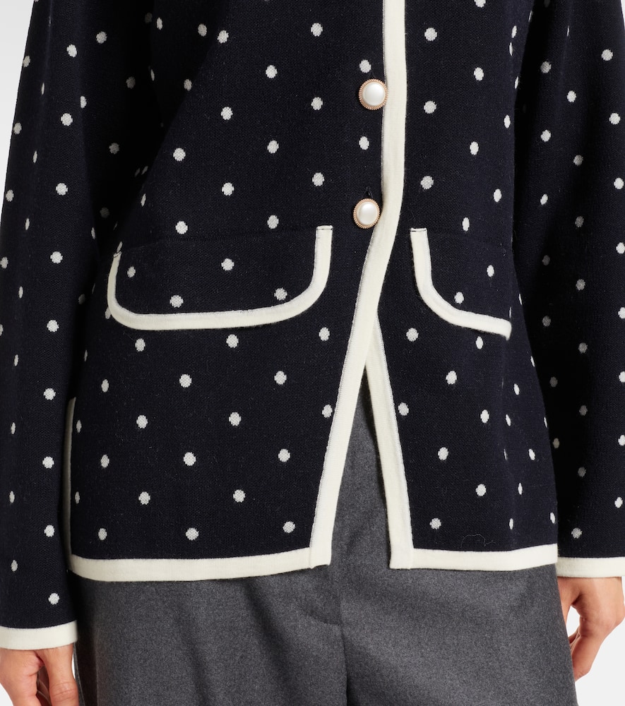Rixo London Mirja Polka-dot Wool-blend Cardigan In Black
