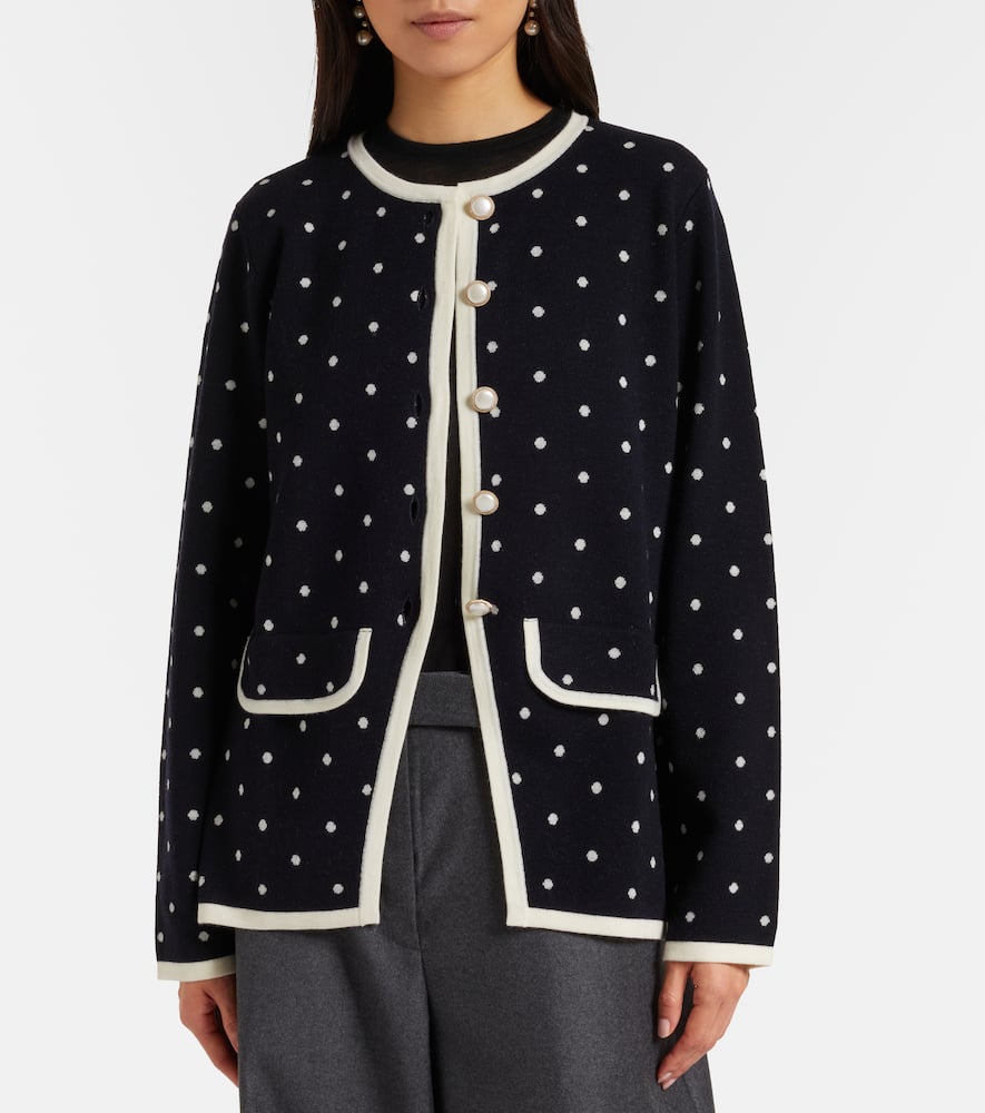 Rixo London Mirja Polka-dot Wool-blend Cardigan In Black