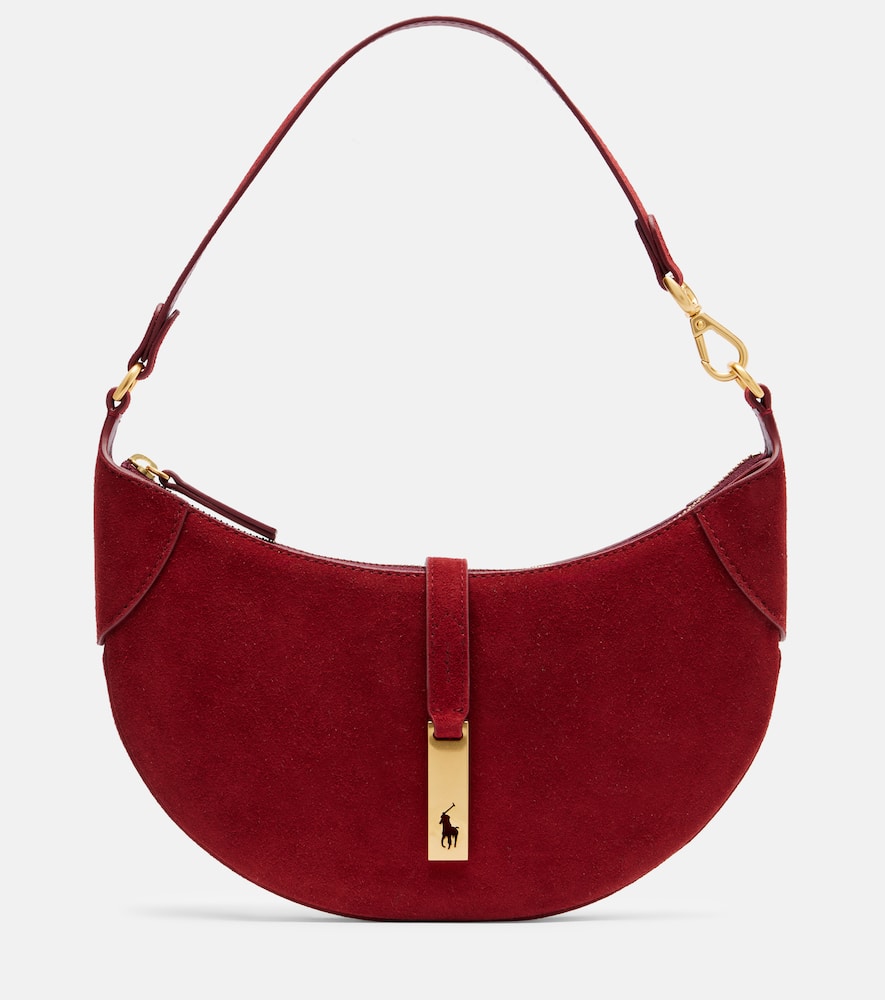 Polo Ralph Lauren Polo Id Mini Suede Shoulder Bag In Red