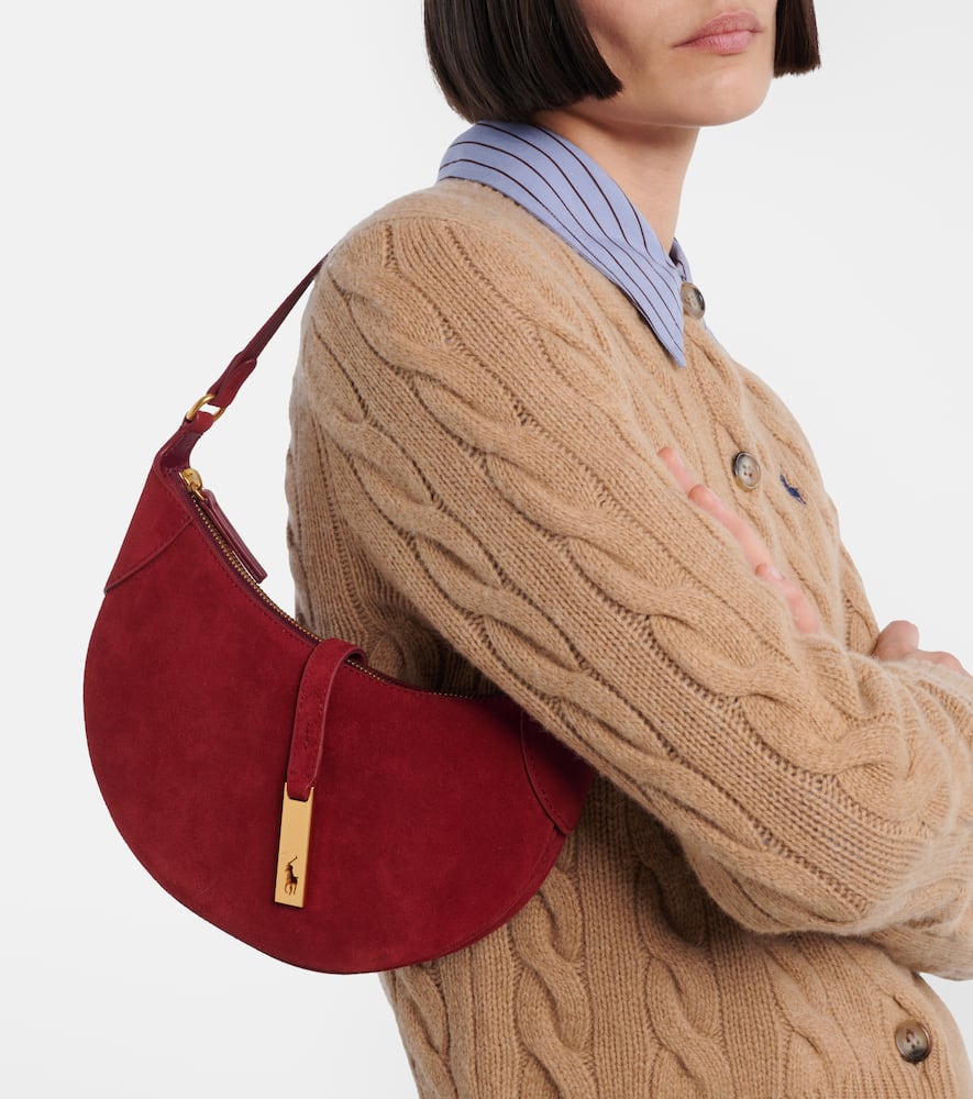 Polo Ralph Lauren Polo Id Mini Suede Shoulder Bag In Red