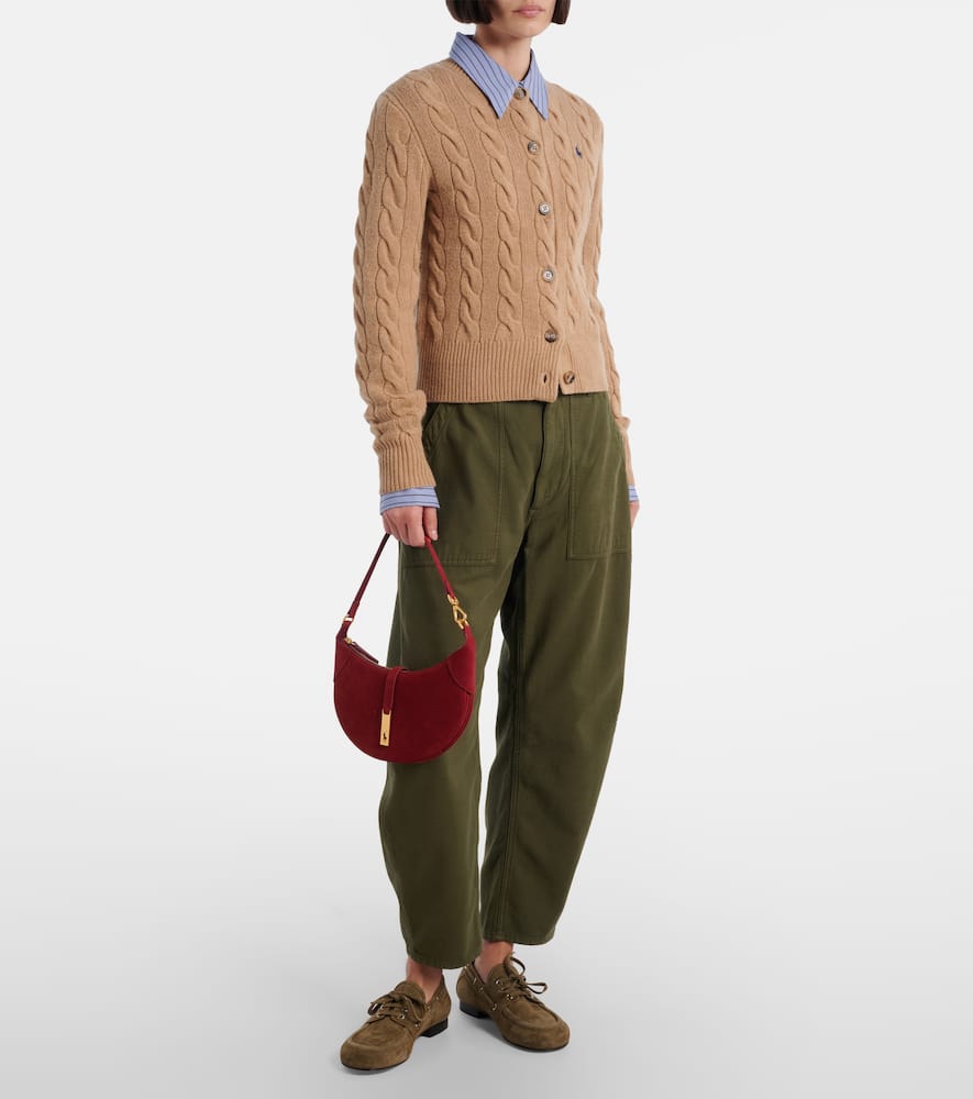 Polo Ralph Lauren Polo Id Mini Suede Shoulder Bag In Red