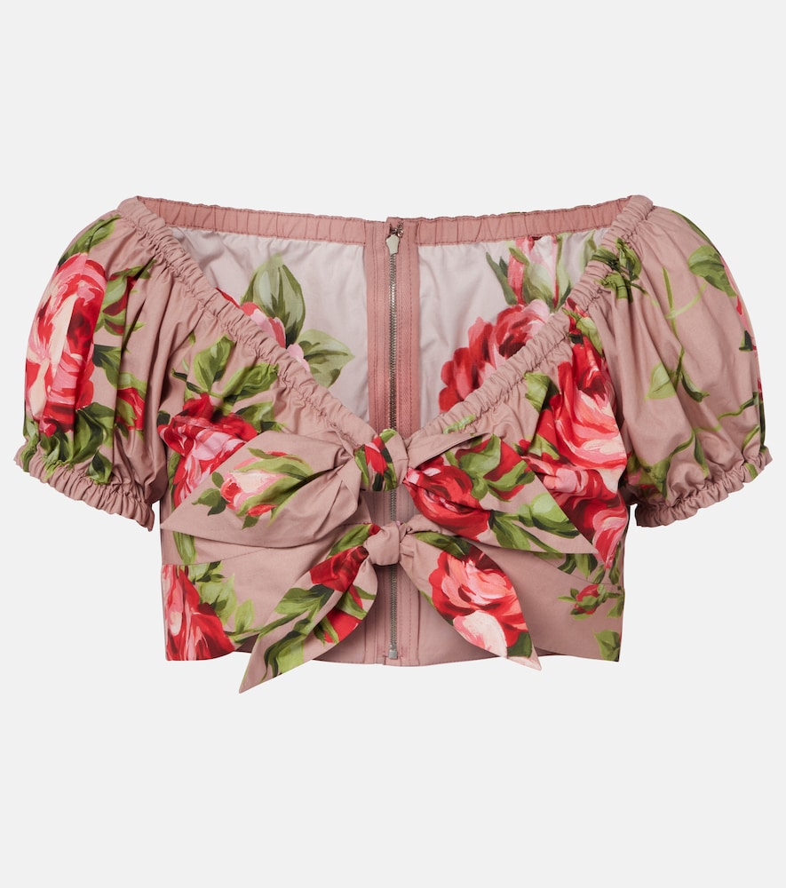 Dolce & Gabbana Floral bow-detail cotton crop top