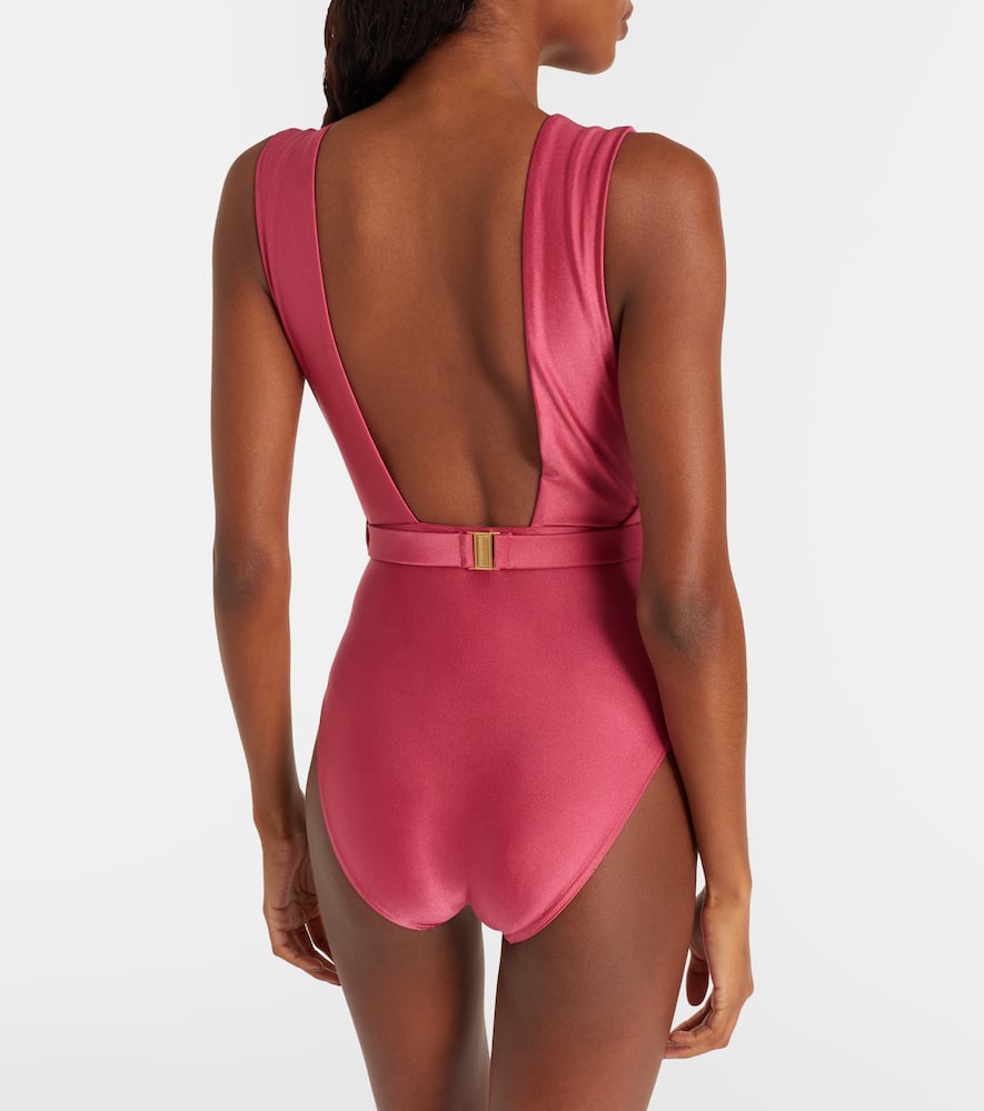 Zimmermann Wanderlust Belted Swimsuit In Pink