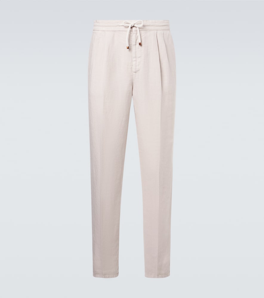 Brunello Cucinelli Men's Beige Linen Tapered Pants UK Size 34 - Mytheresa