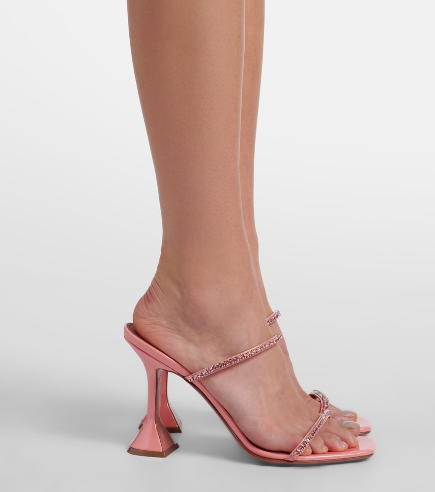 Amina Muaddi Gilda embellished patent leather sandals