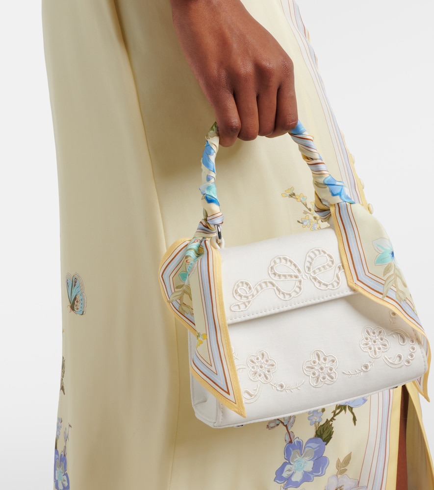 Self-Portrait Bow embroidered top-handle bag