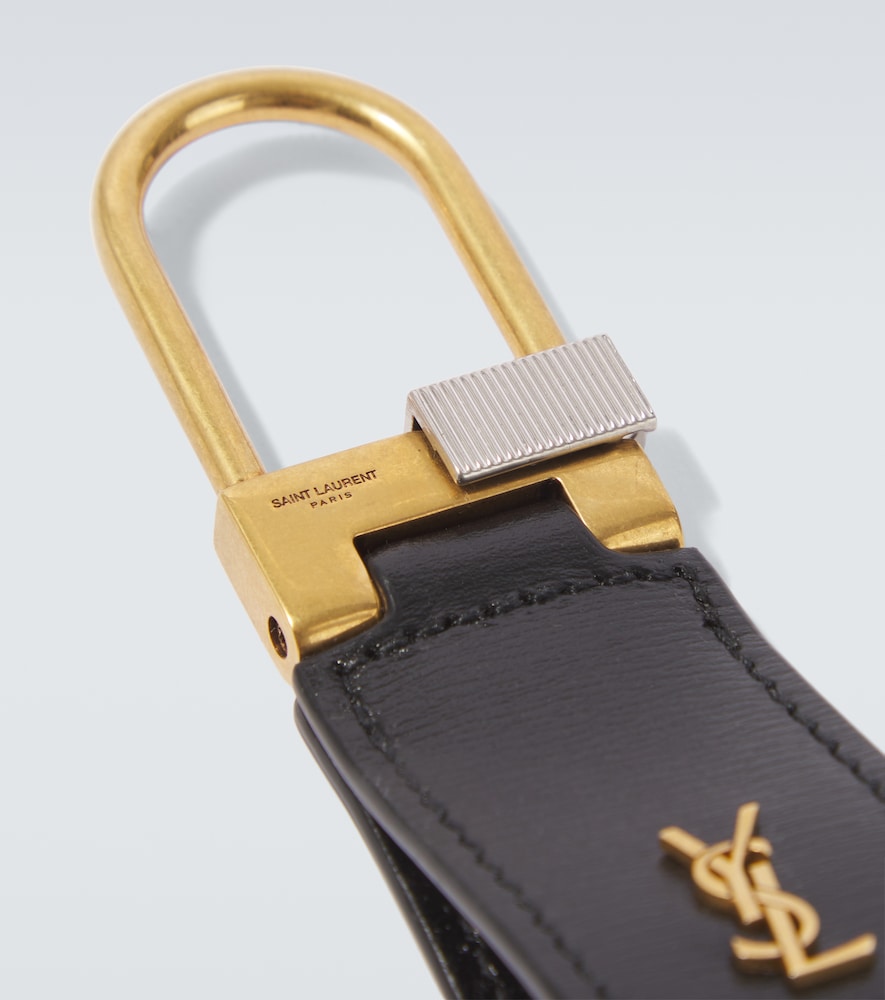  Saint Laurent Saint Laurent Tiny Cassandre Leather Keychain 