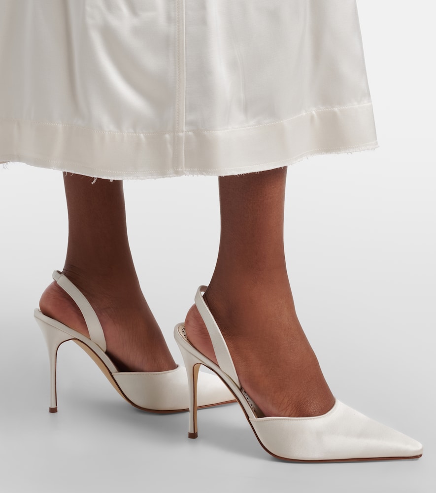 Manolo Blahnik Borelapla satin slingback pumps