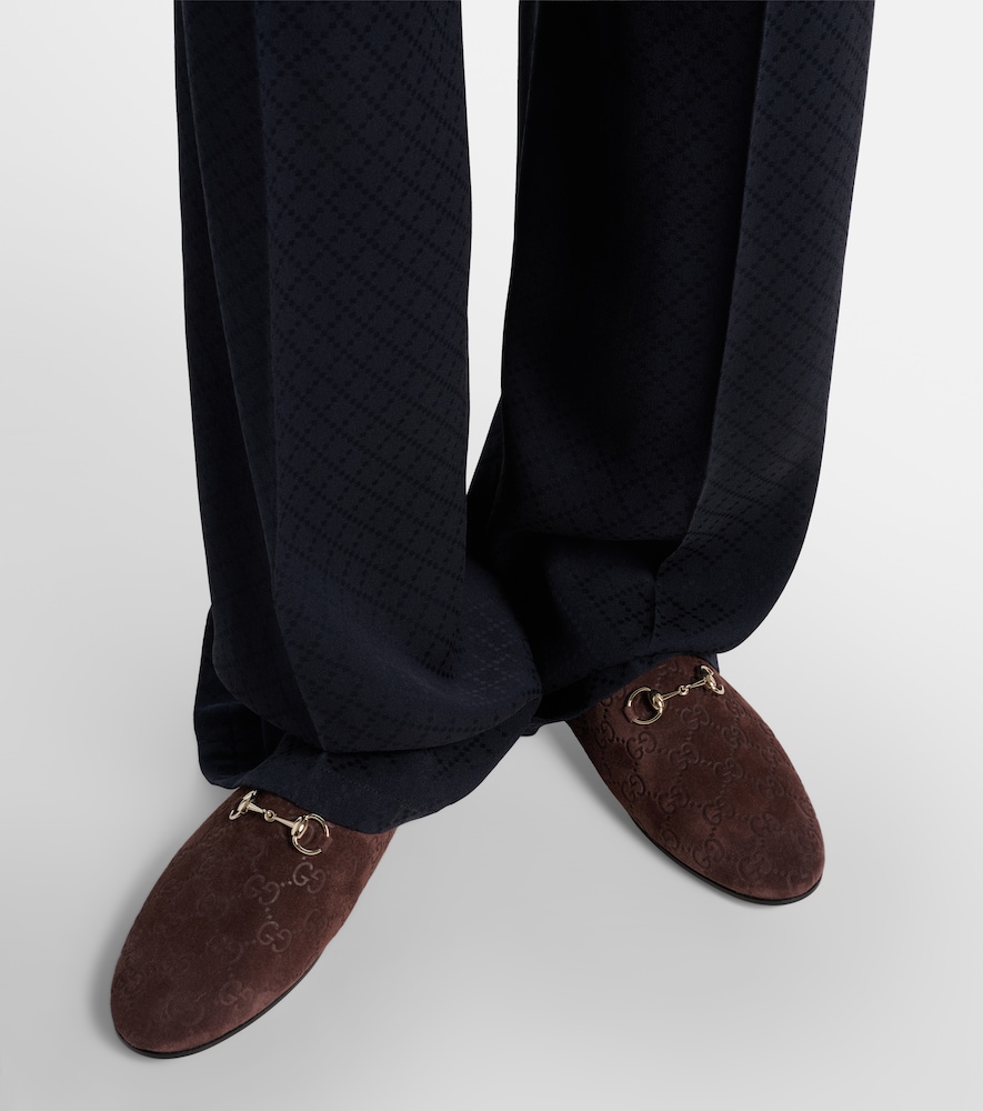 Gucci Horsebit GG suede mules