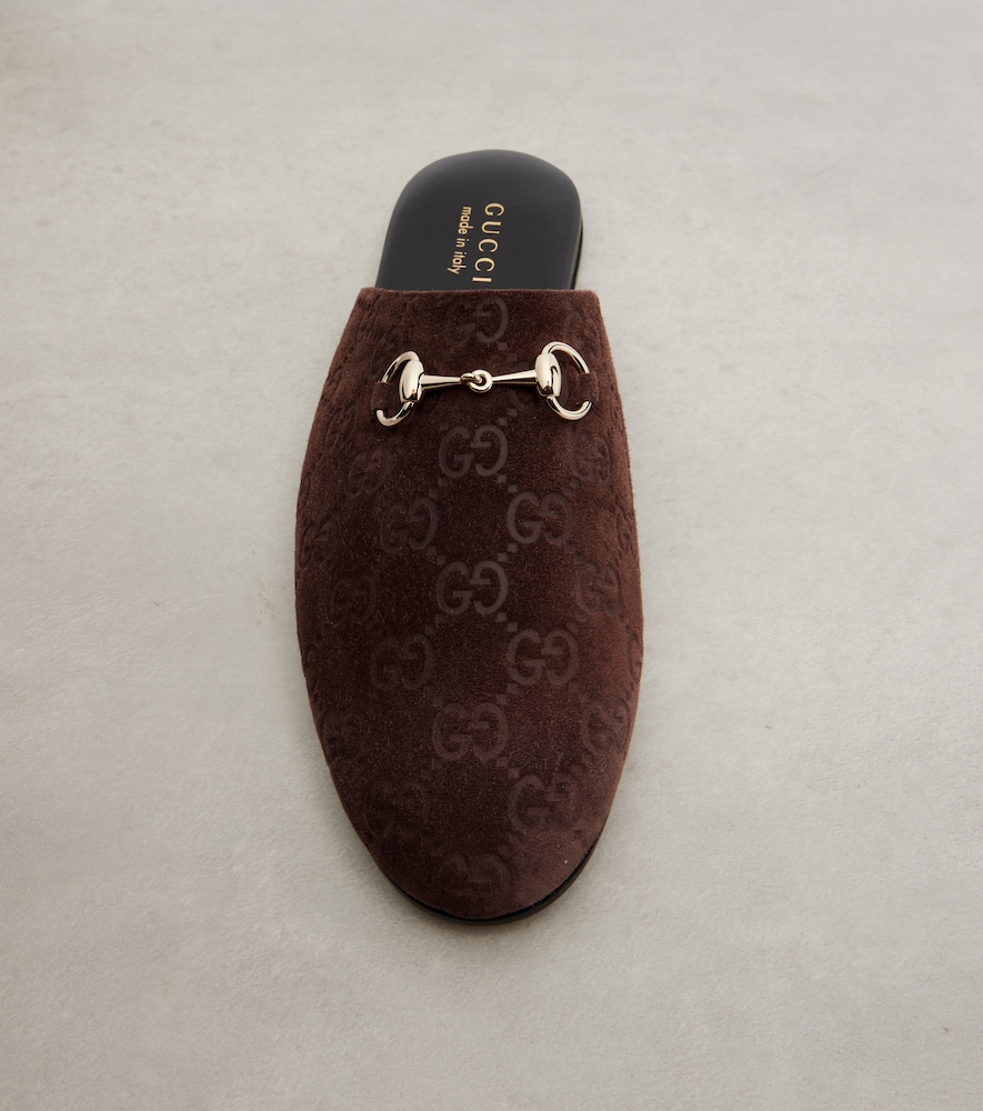  Gucci Gucci Horsebit Gg Suede Mules 