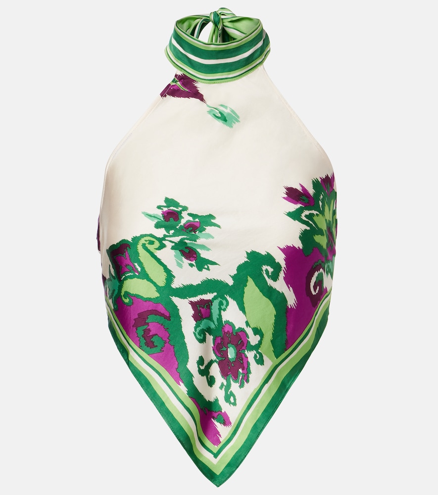 Poupette St Barth Guilia printed halterneck satin top