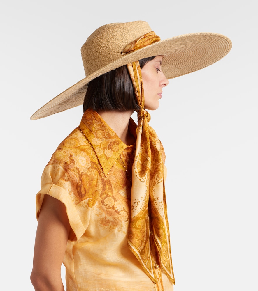  Zimmermann Zimmermann Silk-trimmed Raffia Sun Hat 