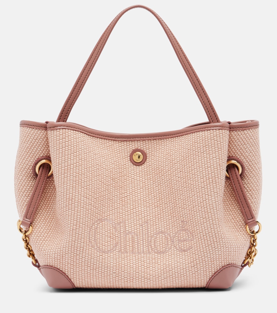 Chloe Women's Beige Small Leather-Trimmed Raffia Tote Bag - Mytheresa