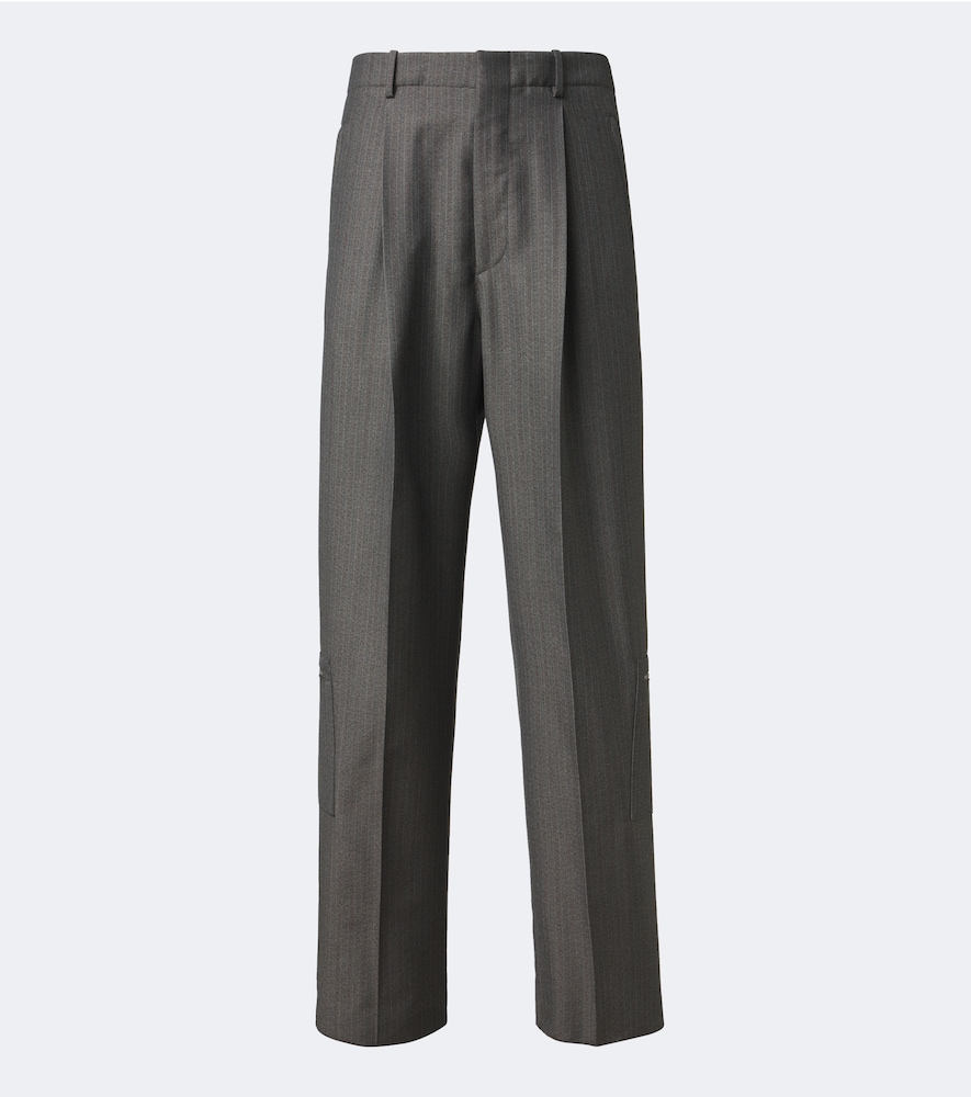 BOTTEGA VENETA Bottega Veneta Pinstripe wool and mohair wide-leg pants　ボッテガ ヴェネタ ピンストライプ ウールとモヘア ワイドレッグ パンツ