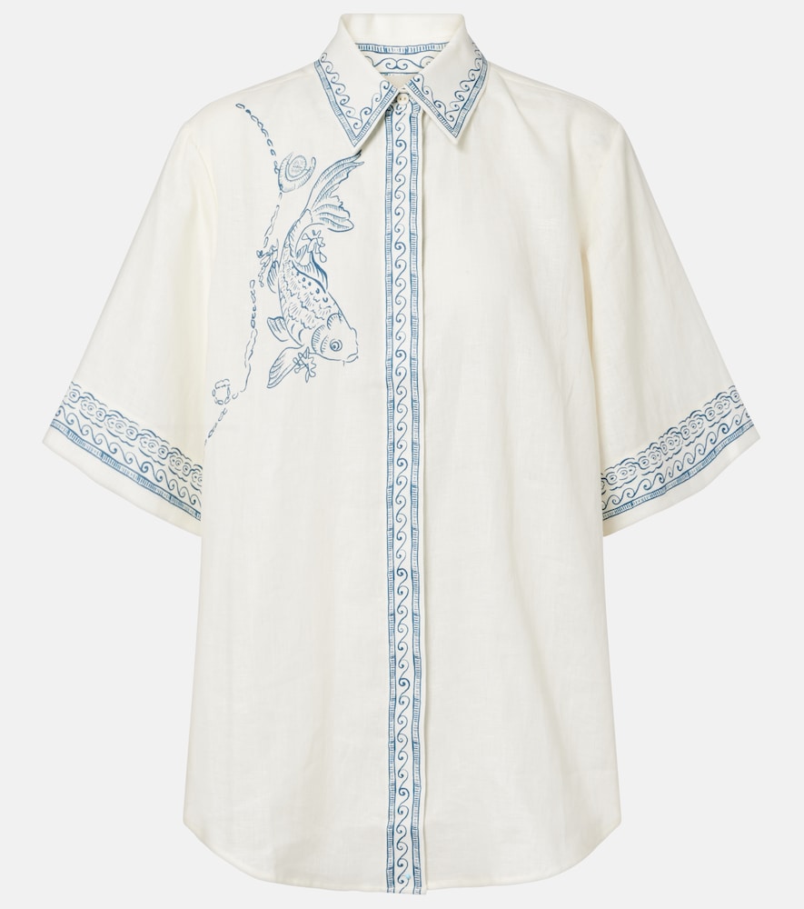Alemais Alémais Lucky oversized printed linen shirt