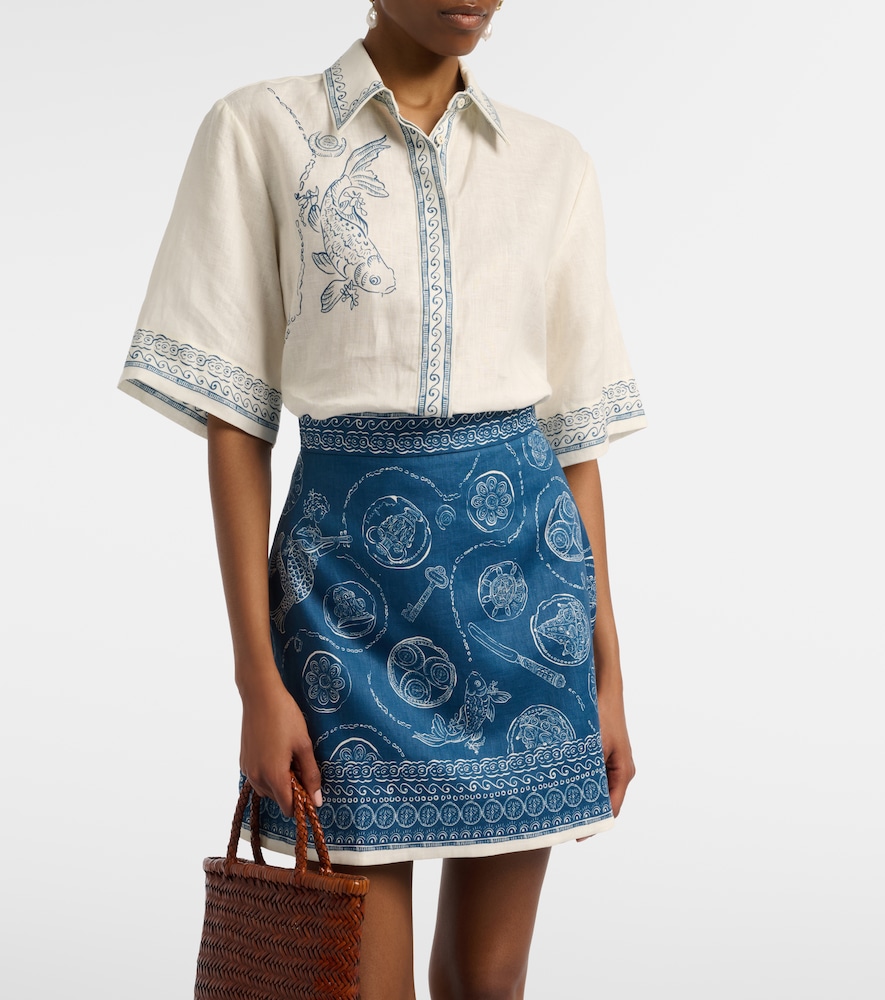 Alémais Lucky oversized printed linen shirt