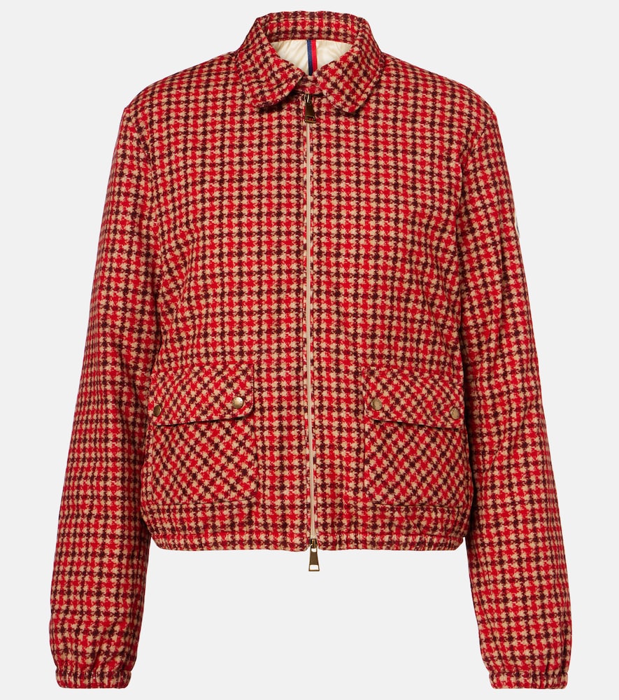 Moncler Women's Red Lanset Houndstooth Cotton Down Jacket UK Size 10 - Mytheresa