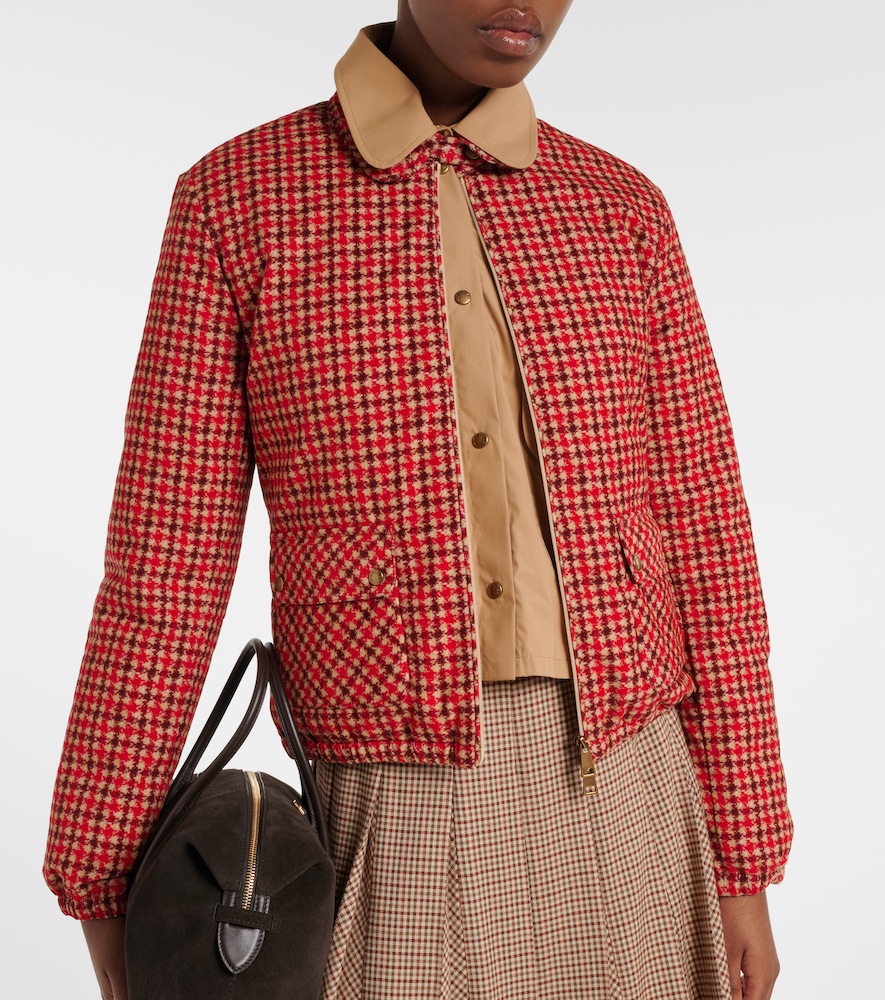 Moncler Lanset houndstooth cotton down jacket