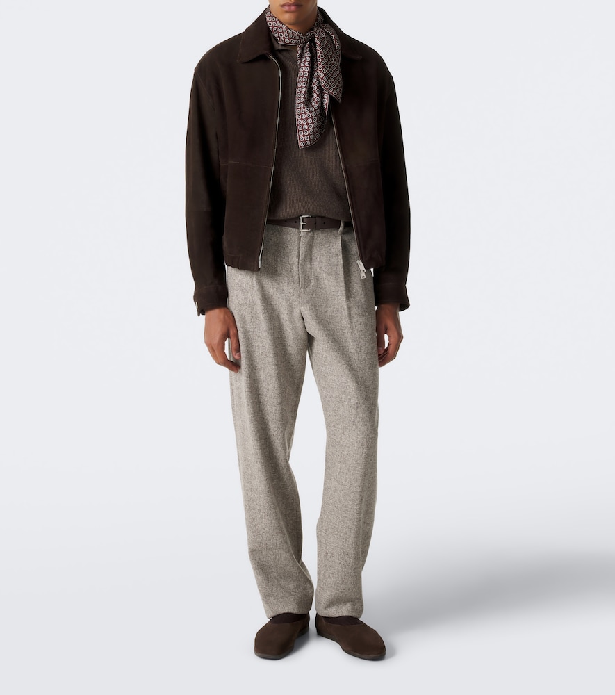Ribbed-Knit Cashmere Polo Sweater