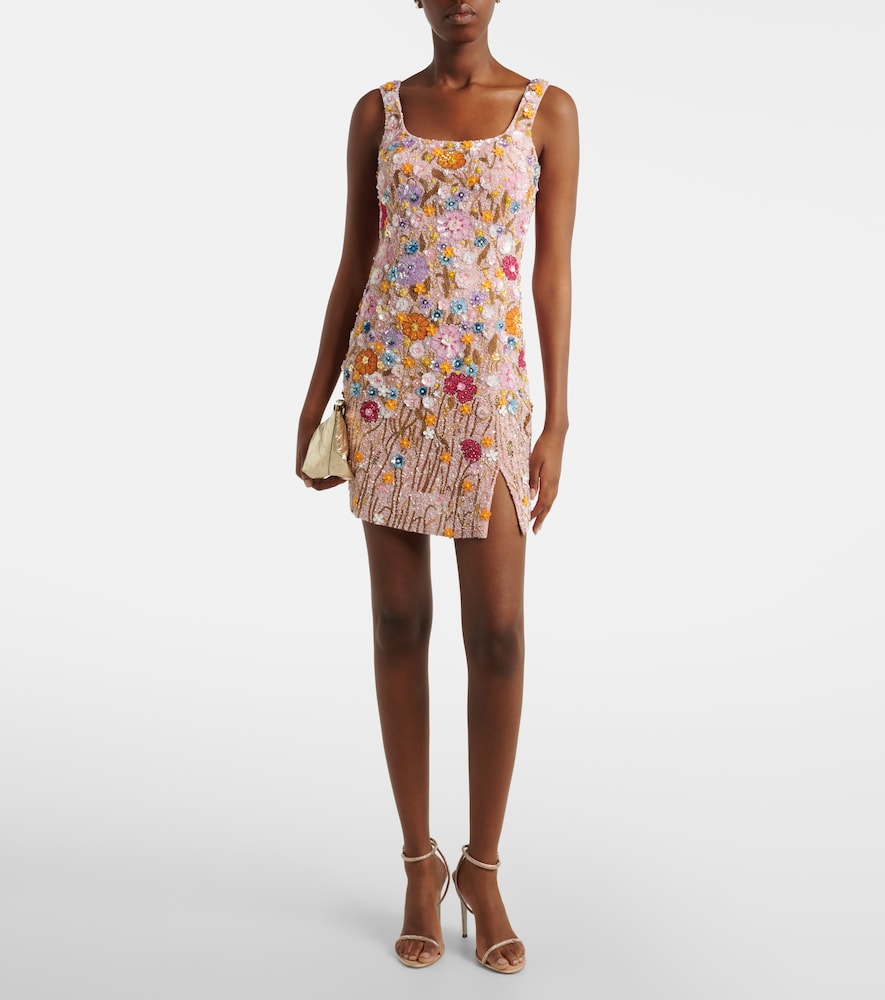  La Fuori La Fuori Embellished Floral-applique Minidress 