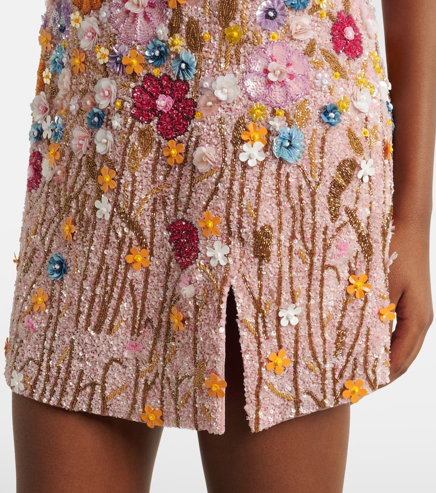  La Fuori La Fuori Embellished Floral-applique Minidress 