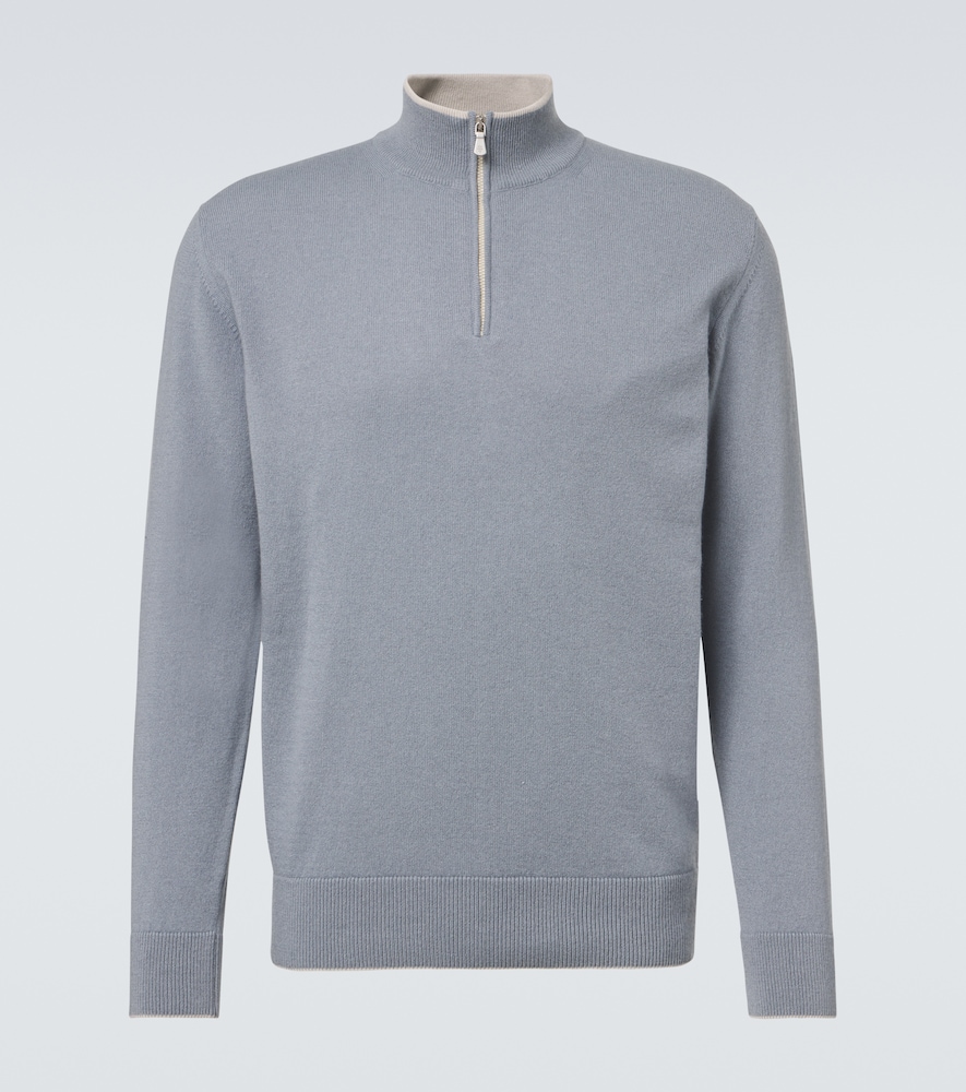Eleventy Men's Blue Cashmere Half-Zip Sweater UK Size 38 - Mytheresa