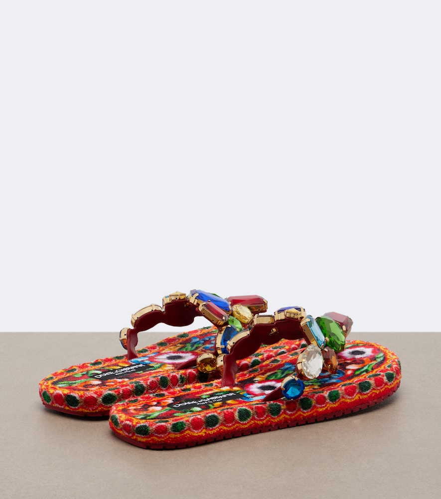 Dolce&Gabbana Embellished Leather Thong Sandals