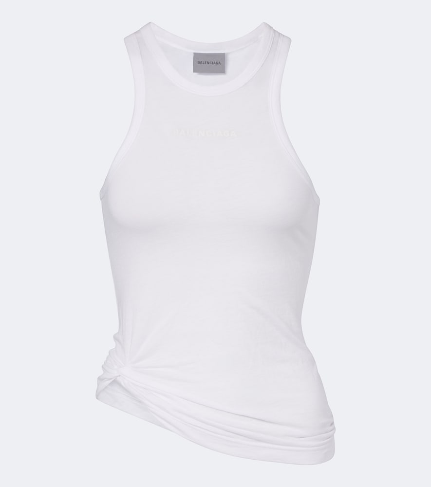Tank top in jersey di cotone con logo
