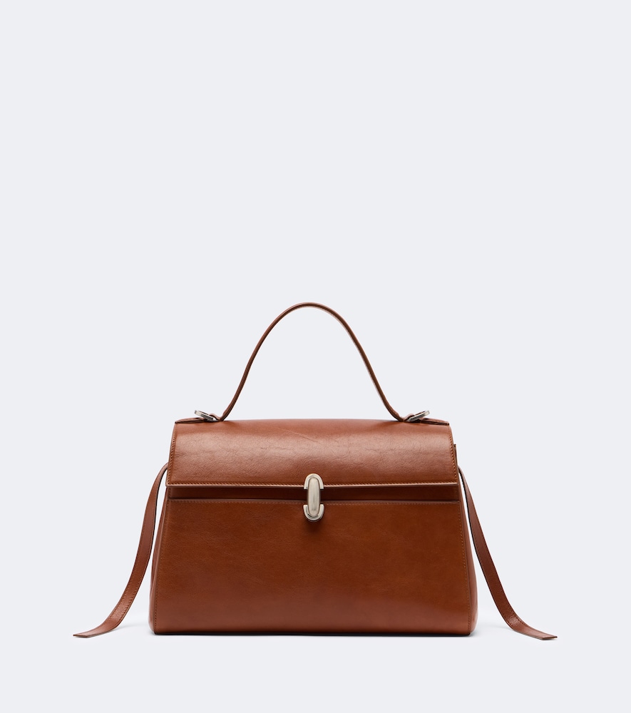 Savette Symmetry Soft Medium Leather Top Handle Bag In Brown