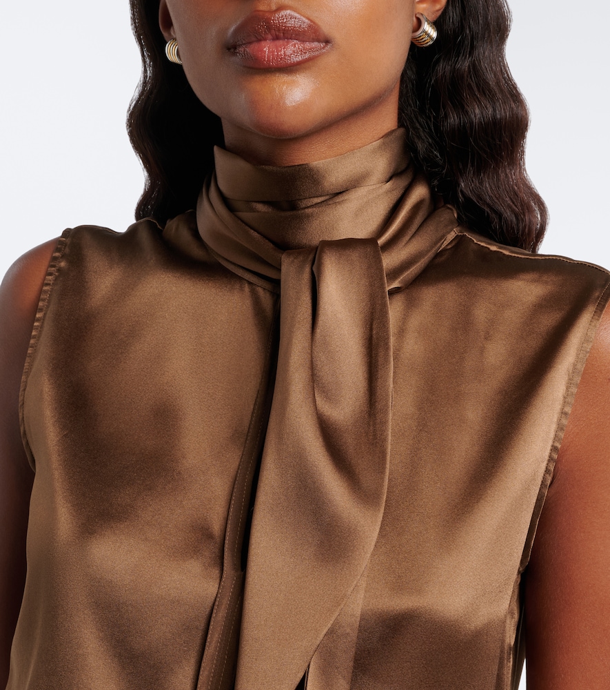Sense Of Shine Tie-Neck Silk-Blend Top