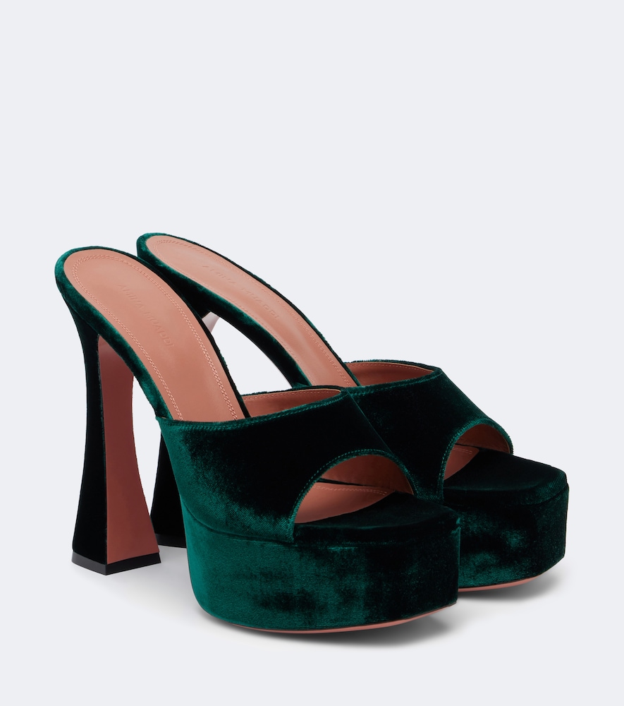 Dalida Velvet Platform Mules