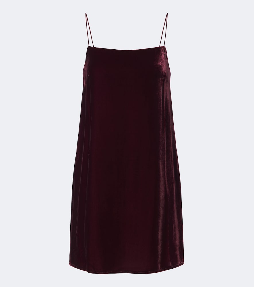 Asceno Forio Velvet Minidress In Burgundy